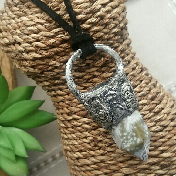 Ocean Jasper Crystal Gothic Necklace - Picture 6 of 8